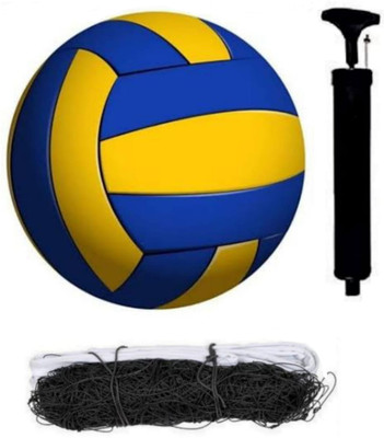 Traders Swati volleyball kit size-5 with nylon net Air Pump official size ( pack of 1 ) Volleyball - Size: 5(Standard, Pack of 1, Multicolor)
