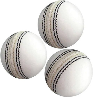 Fit-X Premium 2-Piece Hand-Stitched Seam Balls Cricket Leather Ball(Standard, Pack of 3, White)