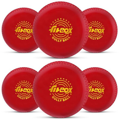 FitBox Sports Polyurethane (Pu), Blend Balls Professional Ball Cricket | for Indoor & Outdoor Cricket Rubber Ball(Standard, Pack of 6)
