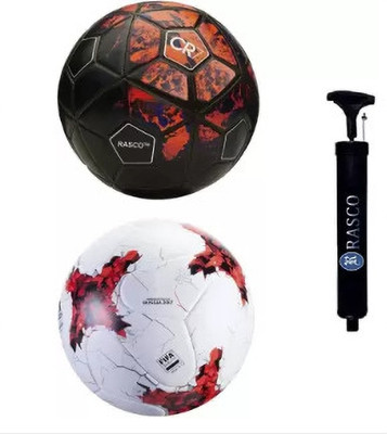 HASS Red russia & CR7 black football with pump (size-5) Football - Size: 5(Standard, Pack of 3)
