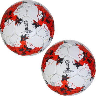 Wikigo Premium Russia Football | Water Resistant Best for Wet, Muddy and Grass Surface Football - Size: 5(Pack of 2, Red)