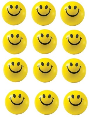 giftsgods SMILEY FACE STRESS RELIEVING SOFT BALL PACK OF 12. Foam Ball(Pack of 12, Yellow)