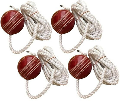 Fit-X Leather Hanging Cricket Ball Cricket Leather Ball(Standard, Pack of 4, Red)