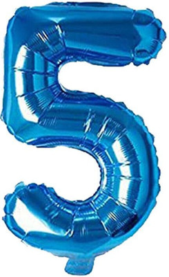 Party Parindey Solid 5 (Five) Numbers Foil-Modern kids Party items Birthday Anniversary Decorations Letter Balloon(Blue, Pack of 1)