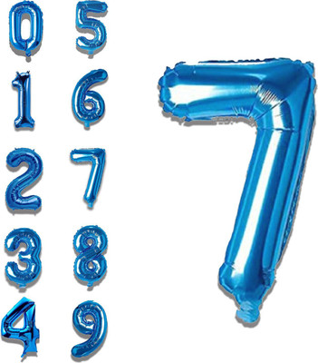 Party Bird Solid Birthday/ Decoration Foil Plain 7 Number 32 Helium Supported Letter Balloon(Blue, Pack of 1)