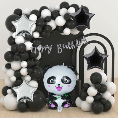 FLIPZONE Printed Cute Panda Birthday Party Decoration Set. 48 Balloon(Multicolor, Pack of 48)