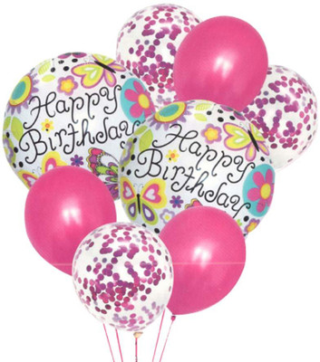 Festive Fusion Solid 9PC Balloon Combo Balloon(White, Pink, Pack of 9)
