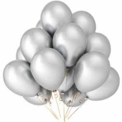 Priyals Solid Metallic Silver Balloon(Silver, Pack of 50)