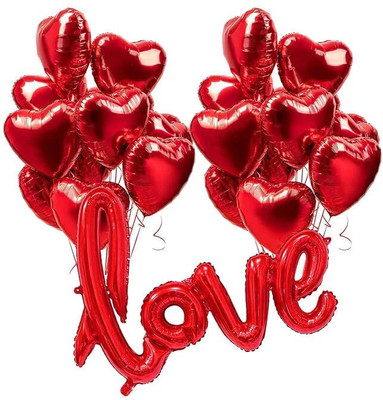 PRIMERISE Solid LOVE12FOILRD Balloon(Red, Pack of 12)