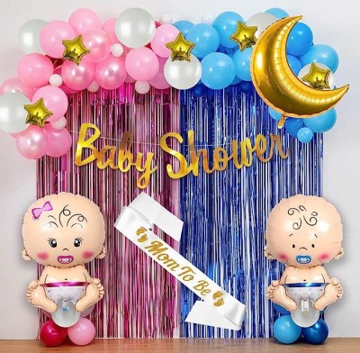 groovy dudz Solid Baby Shower Decoration Items Balloon(Blue, Pink, Pack of 62)
