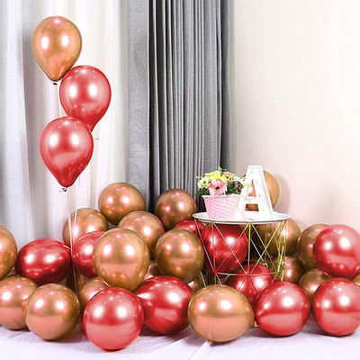 Indy Toys And Fashion Solid Shiny Balloons For Birthday | Anniversary | Any Special Event Party Decoration Balloon(Red, Gold, Pack of 50)