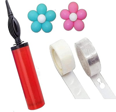 RJS Creations Solid Balloon Decorations Garland -1 Strip Tape, 1Glue Dot, 1 Balloon Pump, Balloon Bouquet(Multicolor, Pack of 3)