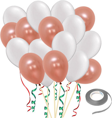 kinegic Solid Rose Gold & White for Birthday|Anniversary|Baby Shower|Party Decoration Kit Balloon(White, Pack of 50)