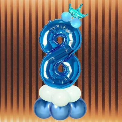 Party Parindey Solid Eight Number Foil-kids/Adults Party item Birthday Anniversary Decorations Balloon(Blue, Pack of 1)