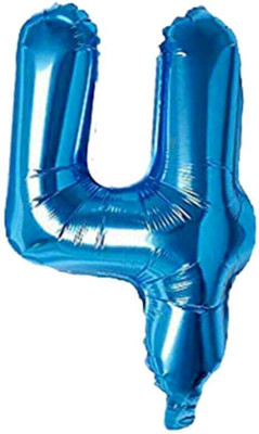 Party Parindey Solid 4 (Four) Numbers Foil-Modern kids Party items Birthday Anniversary Decorations Letter Balloon(Blue, Pack of 1)