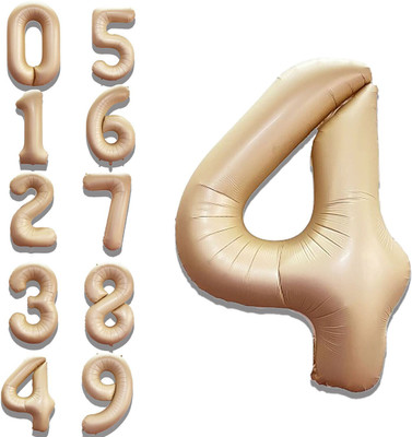 Party Bird Solid PB-S1614-BEIGE-32 INCH-NUM-4 Letter Balloon(Beige, Pack of 1)