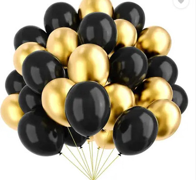 PARTY BREEZE Solid Golden and Black Balloon Garland Decoration Kit Balloon Balloon(Black, Gold, Pack of 100)