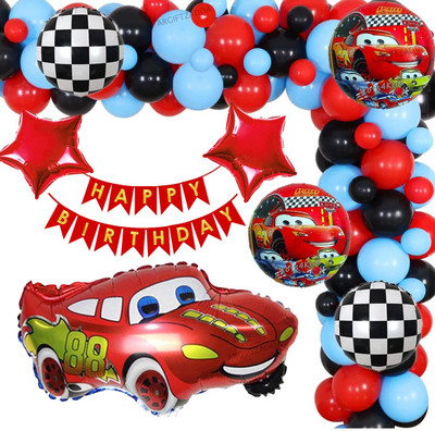 Giftzadda Solid CAR THEME FOIL BALLOONS KIT OF 48 PCS FOR PARTY BIRTHDAY DECORATION Balloon Bouquet(Black, Red, Blue, Pack of 48)