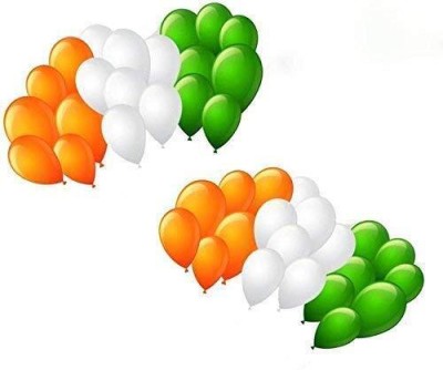 Wisdom Decor Solid Orange, White & Green Balloon. Indian Flag Colour Balloons (Pack of 45) Balloon(White, Green, Orange, Pack of 45)