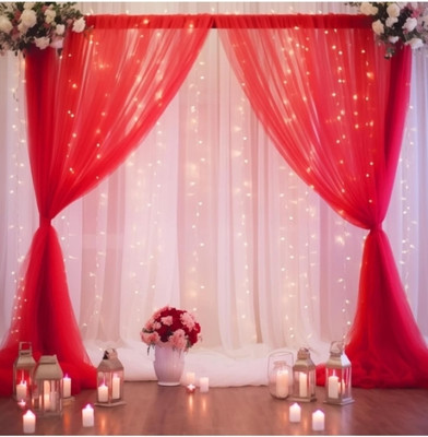 FLIPZONE Solid 9pcs Elegant White & Red Sheer Backdrop Net Cloth LED Balloon(Multicolor, Pack of 9)