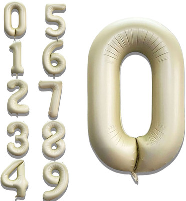 Party Parindey Solid Cream Number 0 Foil Balloon 32 Inch for Birthday, Baby Milestone & Party Decor Letter Balloon(White, Pack of 1)