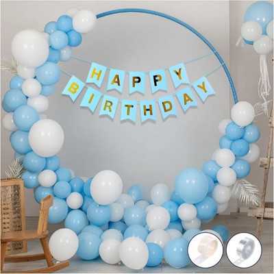 flipmate Solid 53 Pcs Blue and White Balloons for Decoration Airwalker(Multicolor, Pack of 53)