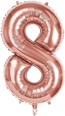 Giftzadda Solid 8 Number Foil Balloon Rose Gold (16inch) ,8th Birthday/ Anniversary Foil Balloon Letter Balloon(Pink, Pack of 1)