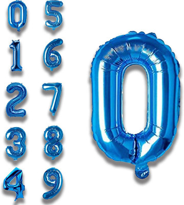 Party Bird Solid Birthday/ Decoration Foil Plain 0 Number 32 Helium Supported Balloon(Blue, Pack of 1)