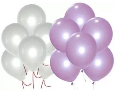 Local Charm Solid Metallic Balloons For Birthday Decoration, Baby Shower, Anniversary Party Balloon(Purple, White, Pack of 50)