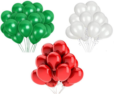 Local Charm Solid Metallic Balloons For Birthday Decoration, Baby Shower, Anniversary Party Balloon(Green, Red, White, Pack of 30)
