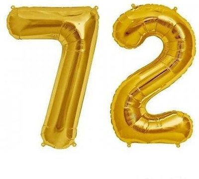 Shiv Solid Golden Number 72 Foil Balloon - 16 Inch - Personalize with Names or Messages Balloon(Gold, Pack of 2)