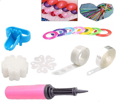 musbu Solid Balloon Decorating Garland-Arch Strip Gluedot Flower Clip Pump Ribbon Tying Tool Balloon Bouquet(Multicolor, Pack of 20)