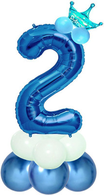 Party Parindey Solid 2 (Two) Numbers Foil-kids Party items Birthday Anniversary Decorations Letter Balloon(Blue, Pack of 1)