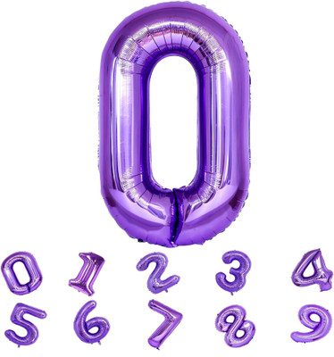 Fun Town Solid Number 0/Zero Foil Balloon Toy milestone 32 Inch Birthday Decoration Balloon(Purple, Pack of 1)