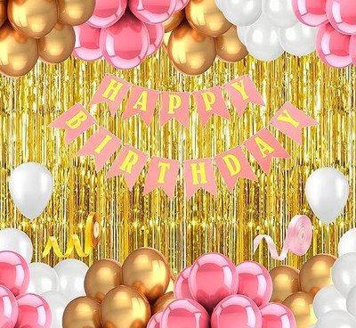 HASHFLOW Solid Happy Birthday decorations Set of 52pcs Balloons Foil Curtain, Birthday Banner Balloon(Multicolor, Pack of 1)