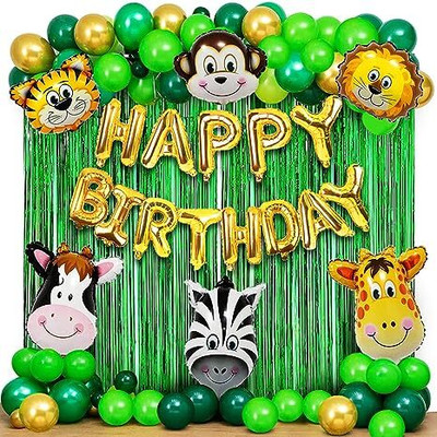PARTY MIDLINKERZ Solid Printed Happy Birthday Animal kit - 49 Pcs for Birthday Decor Balloon(Multicolor, Pack of 49) deal from flipkart