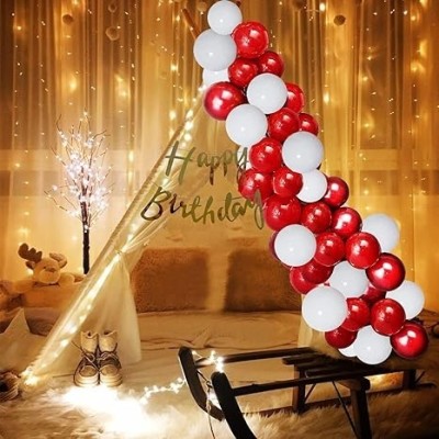 SKYWINS Solid Tent For Decoration-25Pcs Happy Birthday Decoration Items For Husband Balloon(Red, White, Pack of 25)