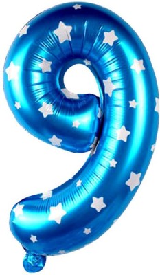 Shopperskart Solid 9/Nine 16inch Number Toy Foil Balloon For Birthday/Anniversary Party Decoration Balloon(Blue, Pack of 1)