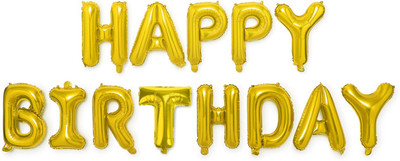 Tejal Trader Solid HappyBirthday _Gold Balloon(Gold, Pack of 13)
