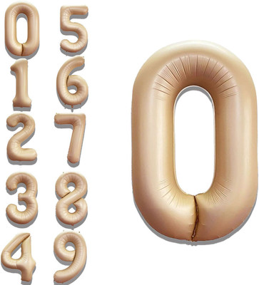 Party Parindey Solid Number 0 Foil Balloon 32 Inch for Birthday, Baby Milestone & Theme Party Decor Letter Balloon(Beige, Pack of 1)