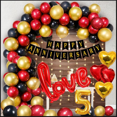 groovy dudz 5th Happy Anniversary Decoration Kit - 72Pcs(Set of 73)