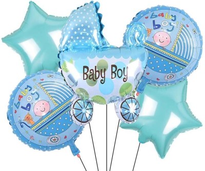 Abhinandan Decors Printed Baby Boy Cradle Balloon Bouquet(Blue, Pack of 5)
