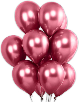 Balloon Bar Solid Pink Chrome Balloons for Birthday, Wedding, Surprise Party Decoration Kit Balloon(Pink, Pack of 25)