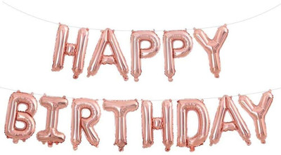 Tiank Innovation Solid XL Happy Birthday Letter Foil Balloon Banner for Birthday Party Decoration Balloon(Multicolor, Pack of 13)
