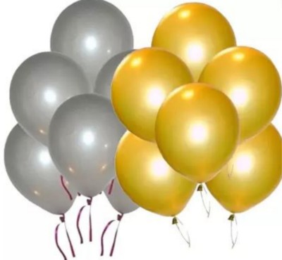 Local Charm Solid Balloons For Happy Birthday Decoration for Boys & Girls, Baby Shower,Anniversary Balloon(Silver, Gold, Pack of 200)