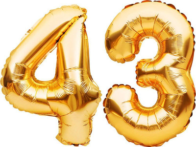 PARTY MIDLINKERZ Solid Birthday Numbers Solid Golden '43' Numerical Foil Balloon for Celebration Balloon(Gold, Pack of 2)