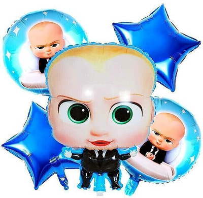 DD Enterprises Solid Boss Baby Birthday Foil Balloons Decoration Kit Perfect for Parties Bubble Balloon(Multicolor, Pack of 5)