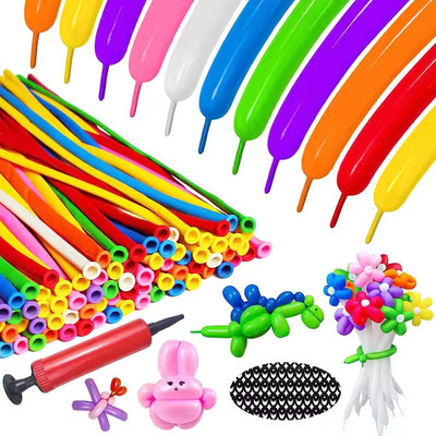 LALA LIFE Solid Animals Kit Twisting with 1 Air Pump Latex Long Balloon(Silver, Gold, Black, Multicolor, Pack of 101)