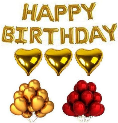 Bloomsevent Solid Happy Birthday Letter foil balloons +Metallic Balloons & heart shape Balloons Letter Balloon(Gold, Red, Pack of 49) Bloomsevent Solid Happy Birthday Letter foil balloons +Metallic Balloons & heart shape Balloons Letter Balloon(Gold, Red, Pack of 49)