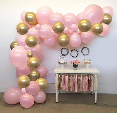 Tejal Trader Solid TRIAG+Pstelpnk50+10Gold+2BldrPnk Balloon(Pink, Gold, Pack of 64)